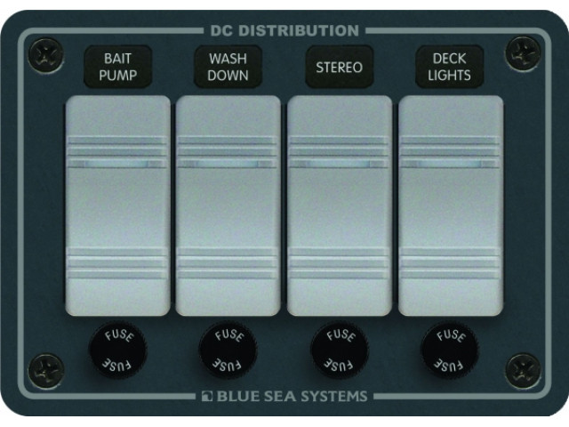 Blue Sea Systems 4 lü Su geçirmez sigorta paneli 12/24V