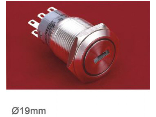19mm Paslanmaz Çelik Metal Anahtarlı Switch Off-On IP65 Işıksız