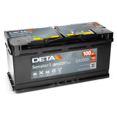 Deta DA1000 - 12V 100Ah 900CCA Kapalı Bakımsız Sulu Akü High Tech Carbon Boost 2.0 ( Hızlı Şarj )