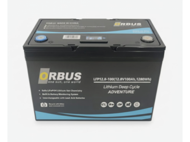 Orbus 12.8-100 / 12.8V 100Ah 1280Wh Lityum Deep Cycle Akü Dijital Ekranlı