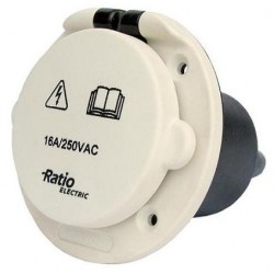 Ratio Electric MP16-10-K /  16A/230VAC Plastik Beyaz Sahil Besleme Fişi