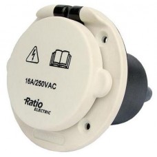 Ratio Electric MP16-10-K /  16A/230VAC Plastik Beyaz Sahil Besleme Fişi