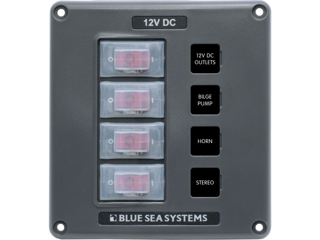 Blue Sea Systems 4320 / suya dayanıklı sigorta paneli. 4 lü