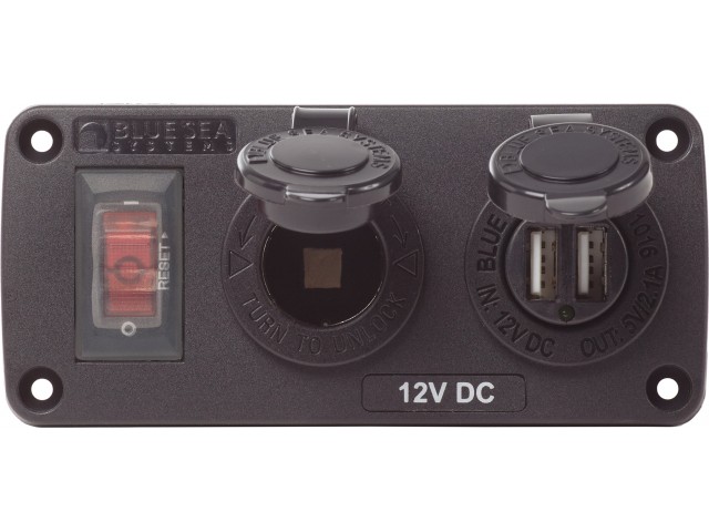 Blue Sea Systems 4363 / Below Deck Panel Çakmak Soketi ve USB 12VDC