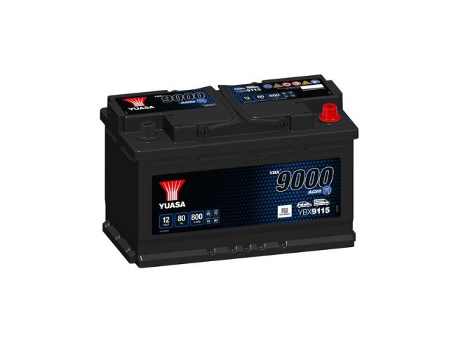 Yuasa YBX9000 Serisi 12V 80Ah 800CCA Start-Stop AGM Kuru Akü