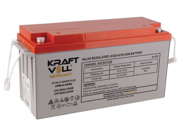 Kraftvoll 12V 162Ah (20Hr) Vrla Deep Cycle AGM Kuru Akü (484x170x241mm)