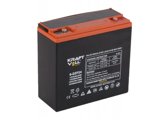 Kraftvoll 6-DZF-24 / 12V 28Ah VRLA AGM E-BIKE Aküsü (180x79x172mm) 4 lü Paket Olarak Satılır, Kutuda 4 Adet Akü Vardır.