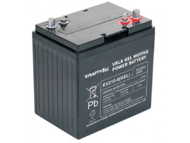 Kraftvoll 6V 210Ah (20Hr) Vrla Deep Cycle Jel Akü (180x260x274mm)