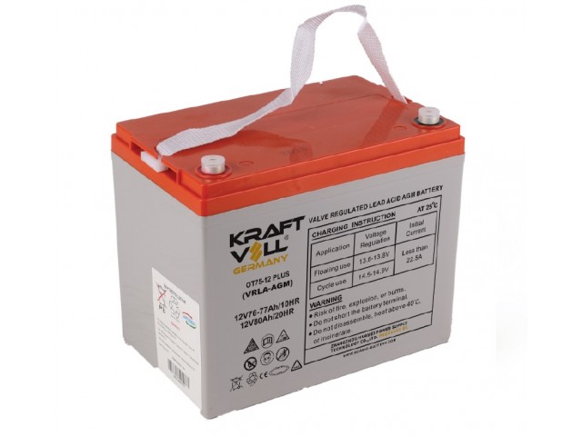 Kraftvoll 12V 80Ah (20Hr) Vrla Deep Cycle AGM Kuru Akü (260x168x219mm )
