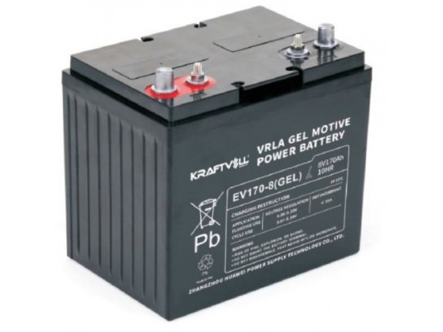 Kraftvoll 8V 180Ah (20Hr) Vrla Deep Cycle Jel Akü (180x260x274mm)