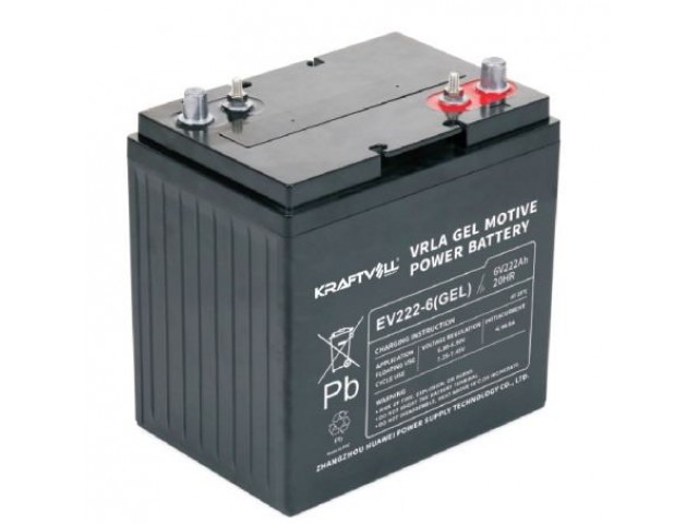 Kraftvoll 6V 222Ah (20Hr) Vrla Deep Cycle Jel Akü (180x260x274mm)