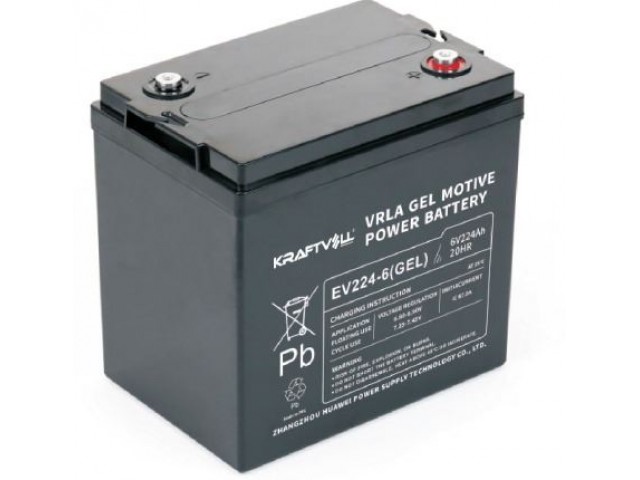 Kraftvoll 6V 224Ah (20Hr) Vrla Deep Cycle Jel Akü (180x260x253mm)