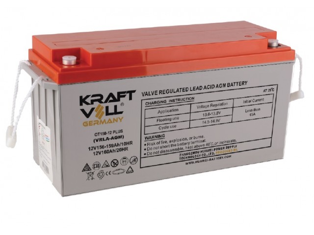 Kraftvoll 12V 160Ah (20Hr) Vrla Deep Cycle AGM Kuru Akü (484x170x241mm) Kraftvoll 12V 160Ah (20Hr) Vrla Deep Cycle AGM Kuru Akü (484x170x241mm)