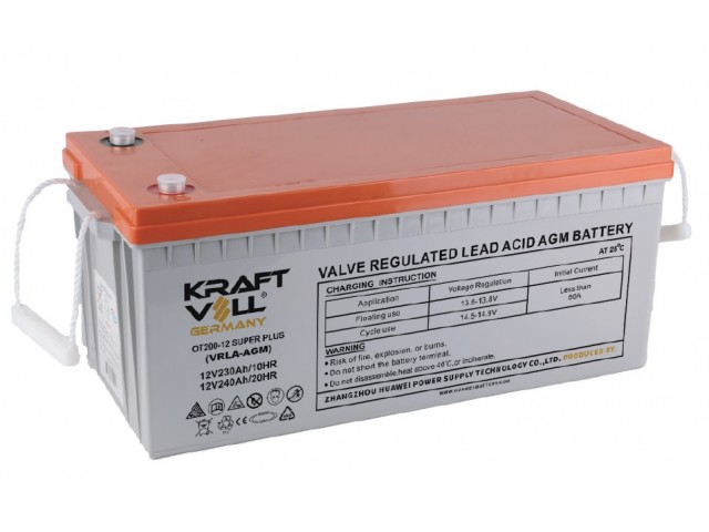 Kraftvoll 12V 240Ah (20Hr) Vrla Deep Cycle AGM Kuru Akü (522x239x222mm)