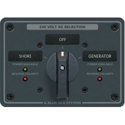 Blue Sea Systems AC kaynak seçme paneli. 240V AC, 32A, kapalı+2 pozisyonlu