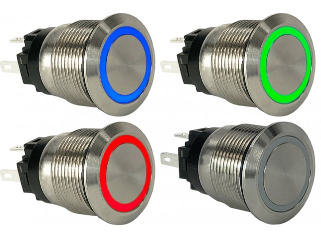 Carling Technologies AV/AVH-Series Led Halka Işıklı Vandal-Proof Paslanmaz Çelik Marin Buton 19MM 20A @ 12VDC - 10A @ 24VDC / IP67 Carling Technologies AV/AVH-Series Led Halka Işıklı Vandal-Proof Paslanmaz Çelik Marin Buton 19MM 20A @ 12VDC - 10A @ 24VDC / IP67