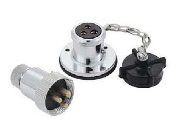 Fiş ve priz su geçirmez kromaj. DC 12/24V-3A. 2 pimli. Ø 40 mm. Fiş ve priz su geçirmez kromaj. DC 12/24V-3A. 2 pimli. Ø 40 mm.