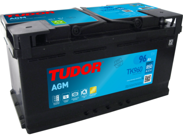 Tudor TK960 - 12V 96Ah 850CCA Start Stop AGM Kuru Akü, TK960