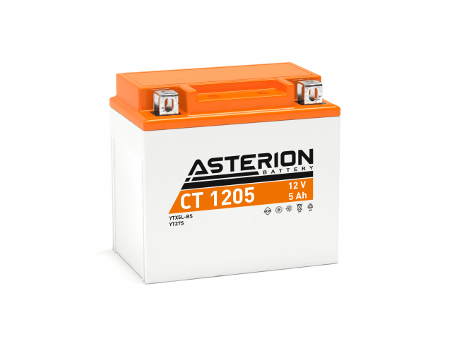 Asterion CT 1205 / 12V 5Ah 80En AGM Akü YTX5L-BS, YTZ7S, YT5L-BS Ters Kutup (114x70x106mm)