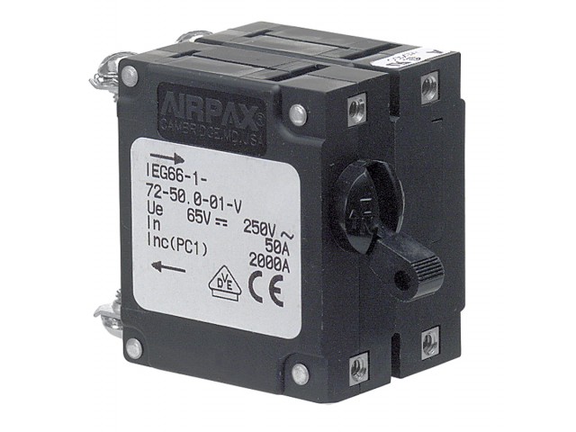Airpax Çift Kutuplu Hidrolik Manyetik Devre Kesici Sigorta 5-50 Amper Arası 230VAC 50-60 Hz / 80VDC