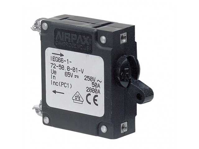 Airpax Tek Kutuplu Hidrolik Manyetik Devre Kesici Sigorta 5-50 Amper Arası 230VAC 50-60 Hz / 80VDC