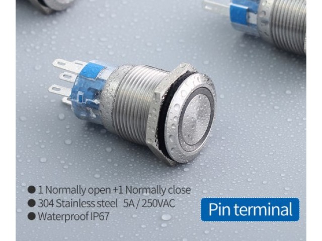 19mm Işıksız Paslanmaz Çelik Metal Buton IP67 19mm Işıksız Paslanmaz Çelik Metal Buton IP67