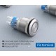 19mm Ledli Paslanmaz Çelik Metal Buton, Led Halka Işıklı, 10-30VDC / 220VAC IP67