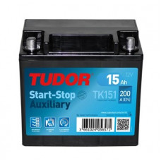 Tudor TK151 - 12V 15Ah 200CCA Start Stop AGM Kuru Yardımcı Besleme Aküsü Ters Kutup (150X90X145)