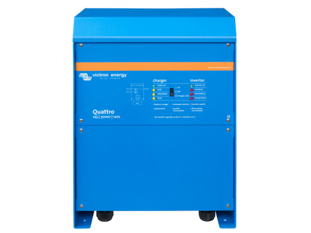 Victron Energy Quattro İnvertör / Redresör Model: 24V/5000W/120 Şarj Kapasitesi (A): 120 (QUA245021010) Victron Energy Quattro İnvertör / Redresör Model: 24V/5000W/120 Şarj Kapasitesi (A): 120 (QUA245021010)