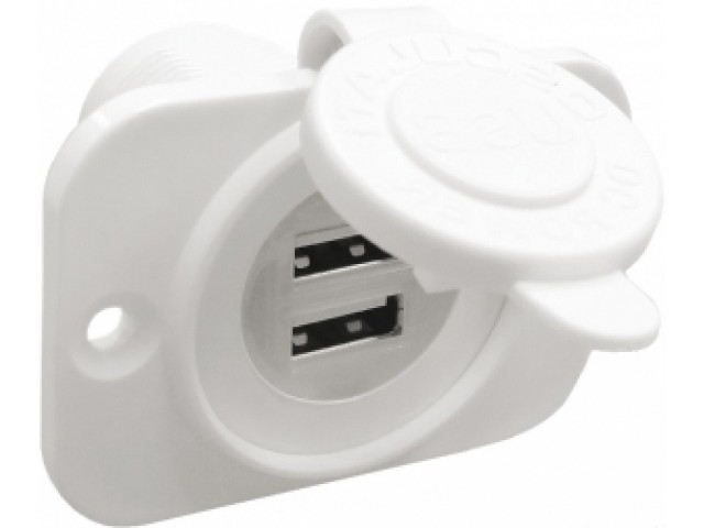 Osculati Çiftli USB Marin Soket Beyaz Renk, 12/24V giriş, 5V USB çıkış.